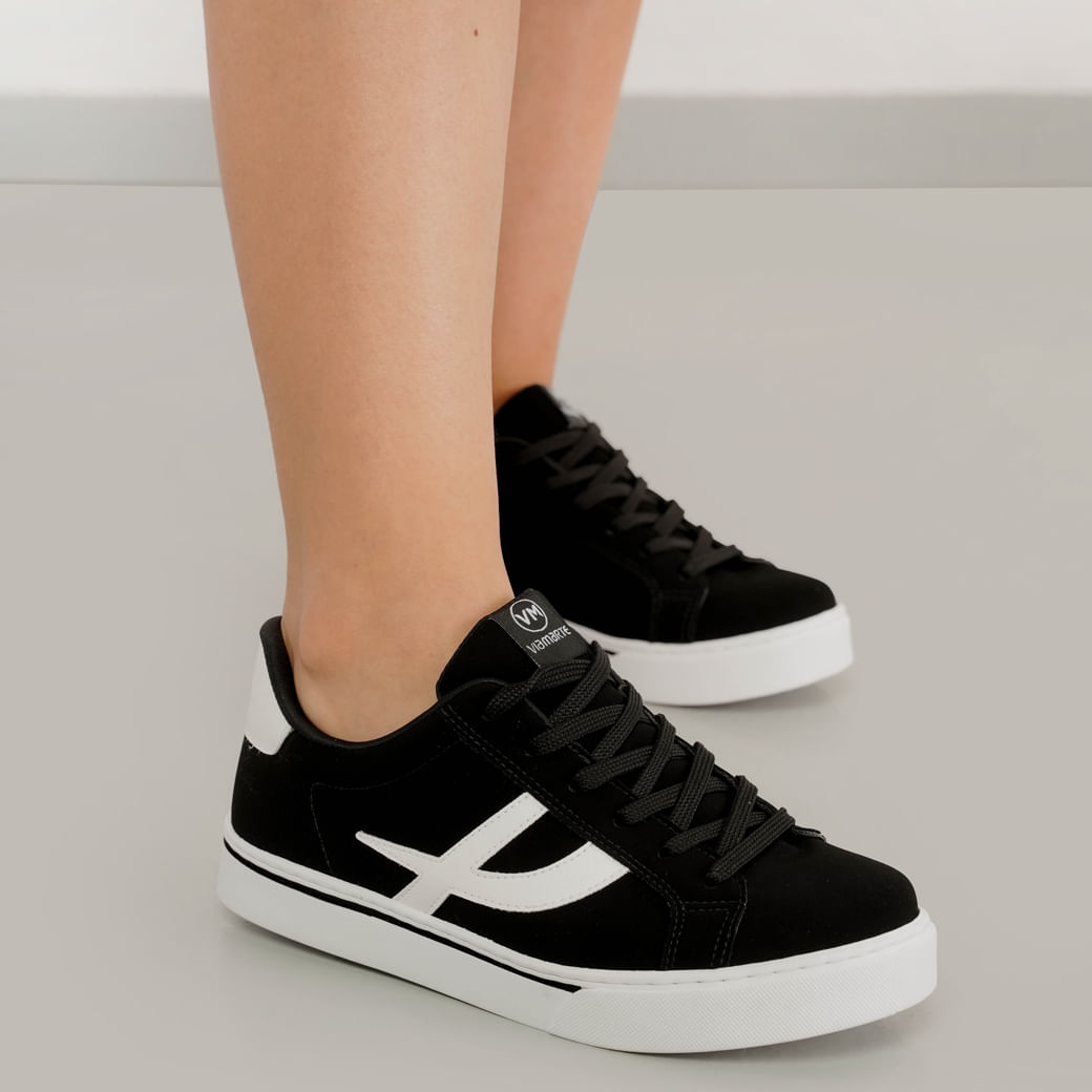 Via Marte Tenis Casual 016012-03 Preto_Branco Nobuck_Napa2